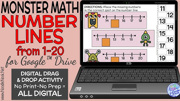 Monster Math- Number Lines Up to 20 PREVIEW (Digital Drag & Drop via Noodle Nook)