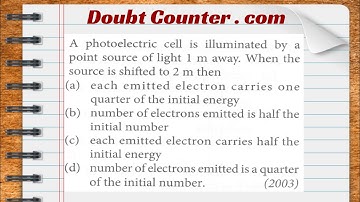 A photoelectric cell is illuminated by a point source of light 1 m away. When the source is shifted