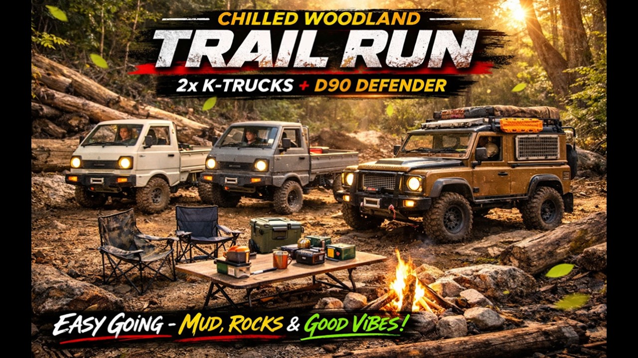 Tiny Trucks, Big Adventure! | K-Trucks & D90 Woodland Trail Run #rccrawler #suzuki #landrover