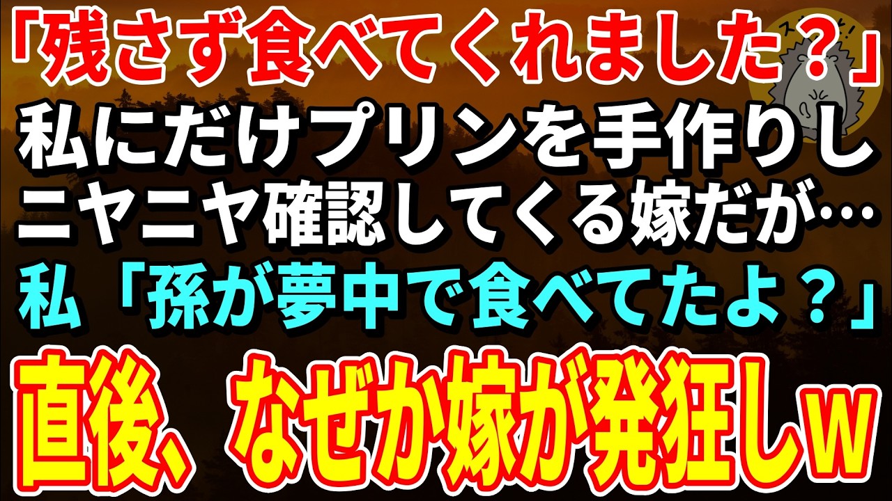 【スカッとする話】私にだけプリンを手作りしニヤニヤ確認してくる嫁「残さず食べてくれました？」私「孫が夢中で食べてたよ？」→直後、なぜか嫁が発狂しｗ【朗読】【シニア】