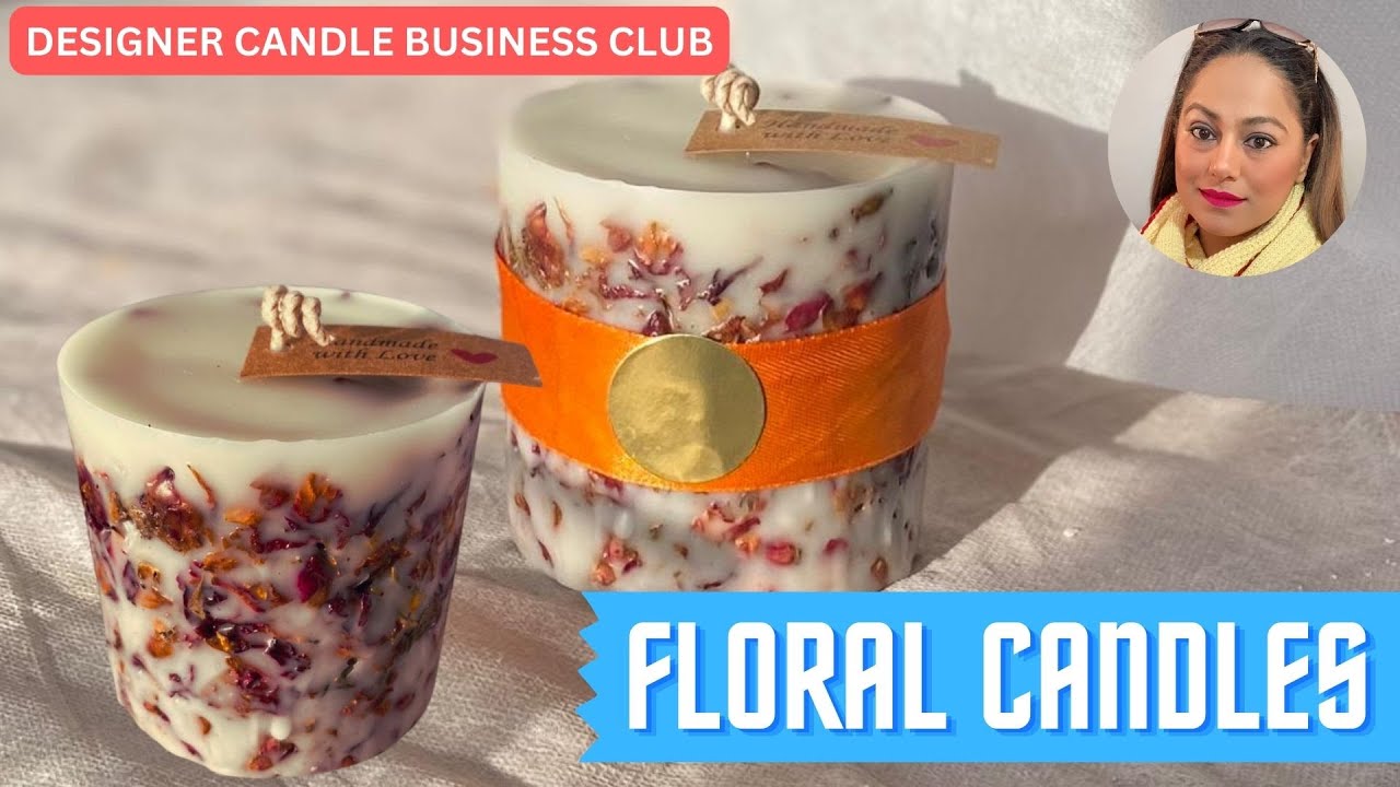 How to make FLORAL PILLAR CANDLES /Flower Candles / Botanical Candles / Designer Cow candles