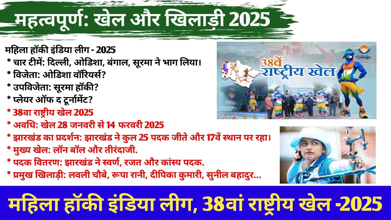 38 वाँ राष्ट्रीय खेल-2025 || महिला हॉकी इंडिया लीग-2025 jharkhand #JSSC_ALL_EXAM