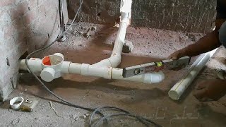 تعلم طريقة تاسيس انابيب الصرف الصحى مع شرح اخطاء التركيب How to install sewage pipes in the house in