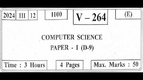 XII HSC MARCH 2024 Computer Science-I Question Paper #hsc #computerscience #maharashtraboard