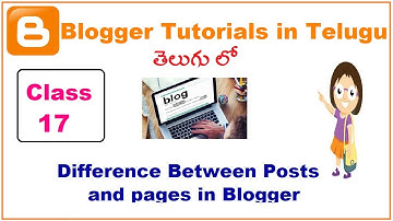 Difference between posts and pages in blogger Telugu | VLR Training Class 17