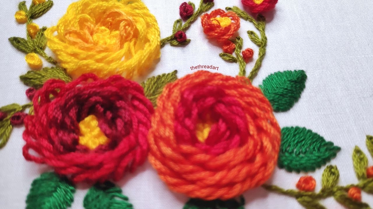 DIY 3D Flower Patterns Hand Embroidery Yarn Kit Embroidered Shed Beginners