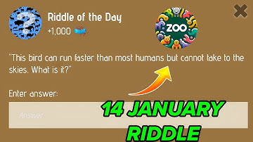Riddle Of The Day Zoo 14 January | Zoo Riddle Of The Day 14 January | Riddle Of The Day Code Zoo