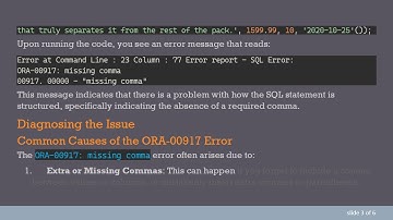 Fixing the ORA-00917: Missing Comma SQL Error when Inserting Data into Oracle Database