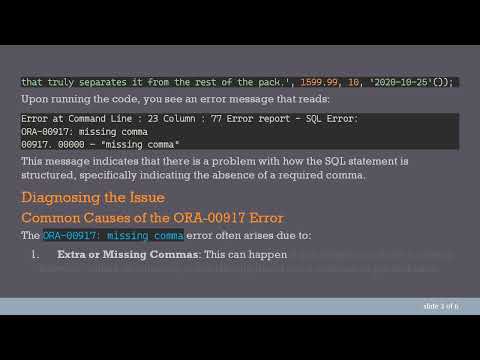 Fixing the ORA-00917: Missing Comma SQL Error when Inserting Data into Oracle Database