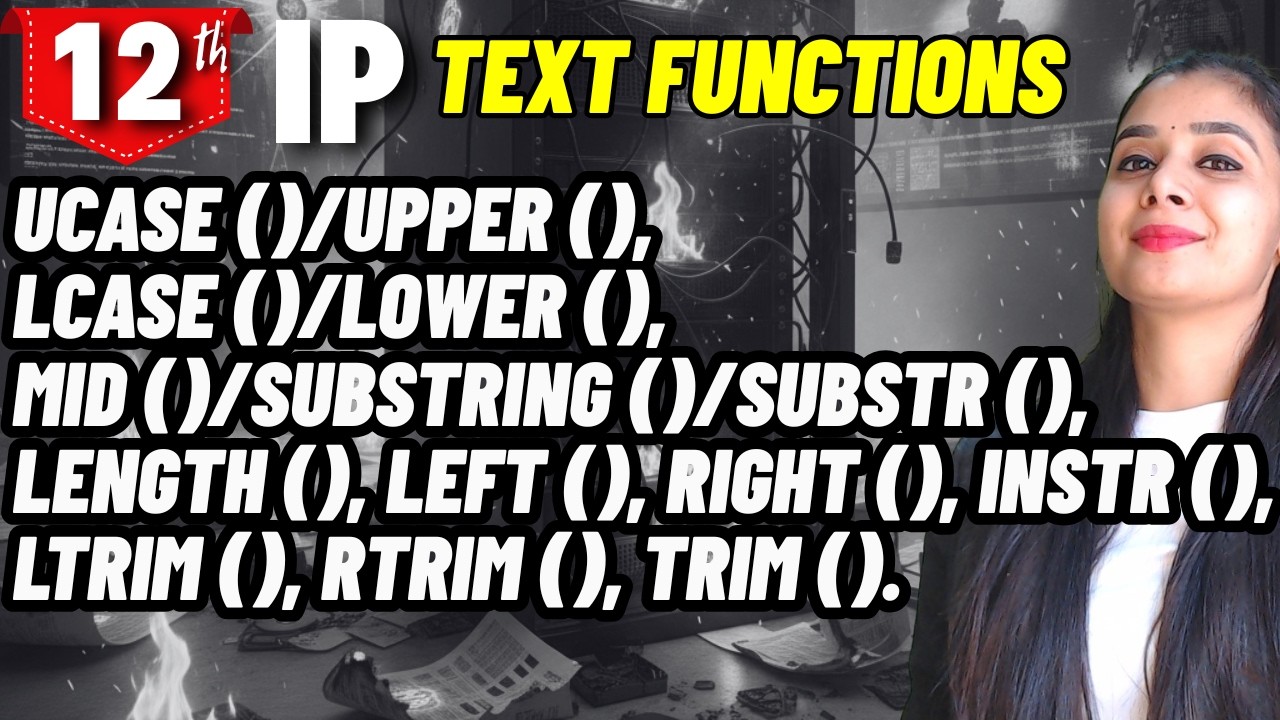 Text functions | SQL | Single Row Functions | Class 12 IP - YouTube