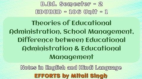 Theories of Educational Administration, School Management (Part-2)| Semester 2 EDUBED-106 Unit-1