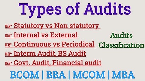 Types of Audits | Classification of company audits | Internal Audit | Statutory audit
