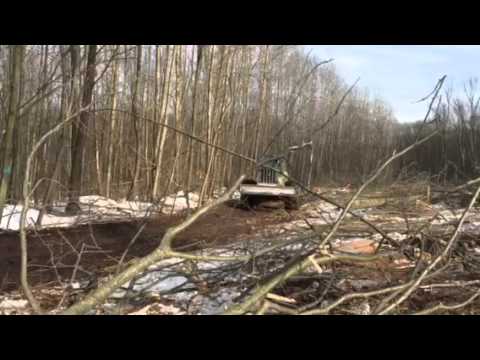 Log Skidder pulling Oak Tree - YouTube