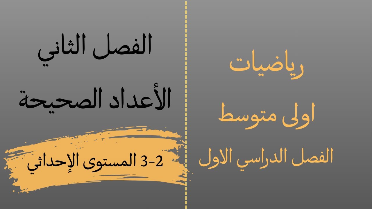 درس المستوى الإحداثي رياضيات اولى متوسط الفصل الدراسي الاول