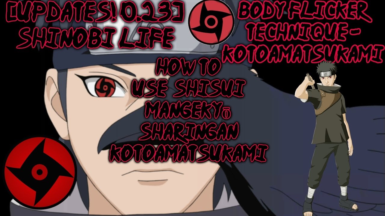 Roblox Updates 0 23 Shinobi Life How To Use Shisui Mangekyō Sharingan Kotoamatsukami Youtube - aburame clan kg feeling like shino roblox shinobi life