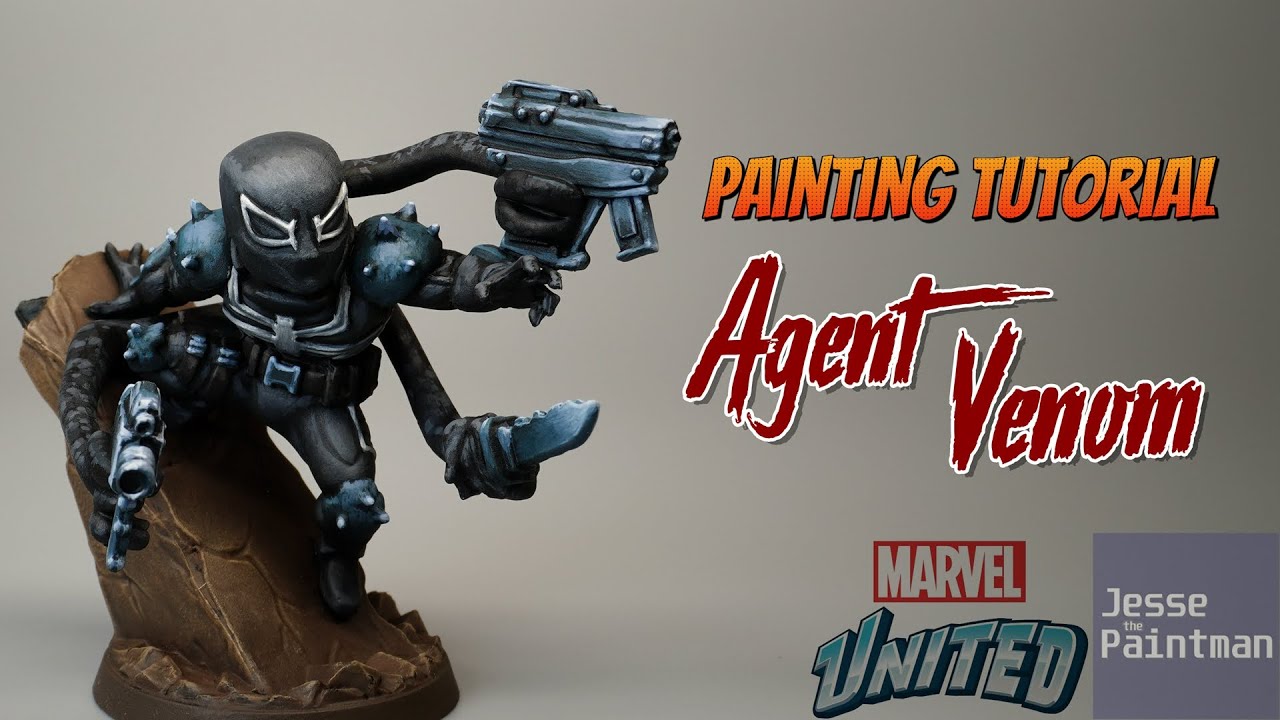Painting Agent Venom from Marvel United Multiverse | Miniature Painting Guide E16