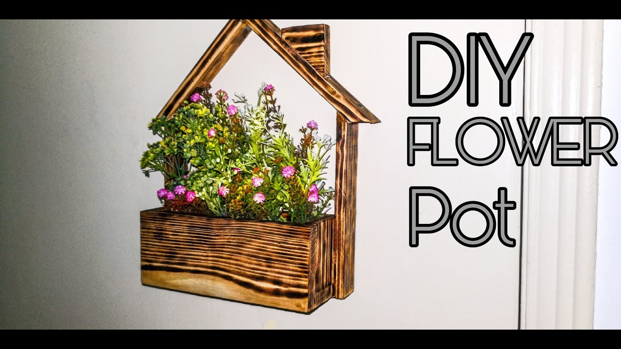 DIY Wall Hanging Flower Pot Small House Flower Basket Wooden Flower