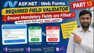 RequiredFieldValidator in ASP.NET | Validation in ASP.NET Webforms | .NET Tutorials | Part 13