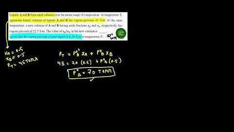 IIT ADVANCED 2018 SOLUTION - Liquids A and B form ideal solution over the entire range of composi..