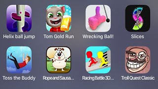 Helix ball jump, Tom Gold Run, Wrecking Ball!, Toss the Buddy, Troll Quest Classic - iPad Gameplay