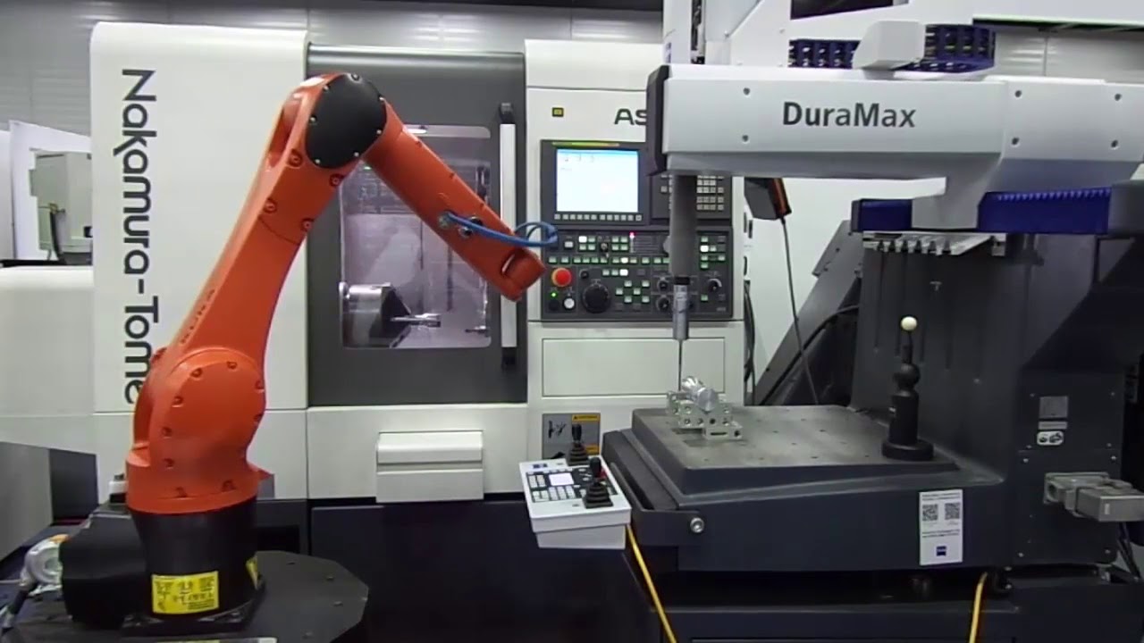 Nakamura-Tome and Zeiss CMM automation cell - YouTube