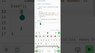 11- C# program to check whether the given number is Odd or Even #basicofcoding#csharp#oddeven#shorts