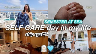 SELF CARE day in my life on SEMESTER AT SEA | life updates & ship spa 🧖‍♀️🩵 Colie At Sea Diaries