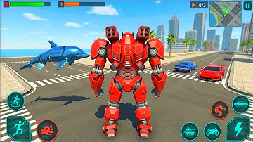 Red Dolphin 🐬 Robot Multiple Transform Wars: Car Drone Flying Dolphin Robot Game - Android Gameplay