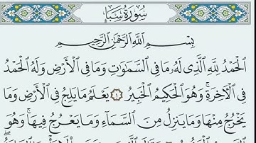 سورة سبأ مكتوبة كاملة بالخط العثماني بدون صوت.