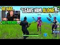 I BULLIED a kid for having NO FRIENDS and a GIRL defended him in Fortnite... (experiment)