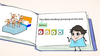 Basic features of print: five little monkeys | MightyOwl Language Arts | Kindergarten
