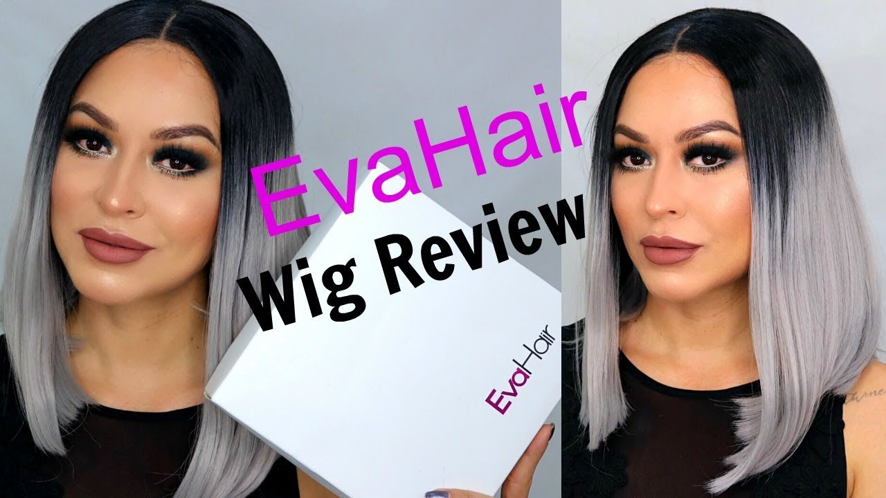 EvaHair Wig Review | Lace Front Synthetic Wig, Black and Grey Ombre ...
