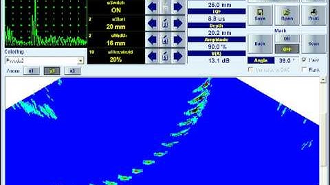 Phased Array Ultrasonic NDT - ISonic 2009 UPA Scope - Sector scan long wave 003.