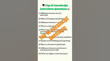 🔹 Top 10 JavaScript Interview Questions You Must Know! 💻✨ #shorts #ytshorts #chotaalivlogs