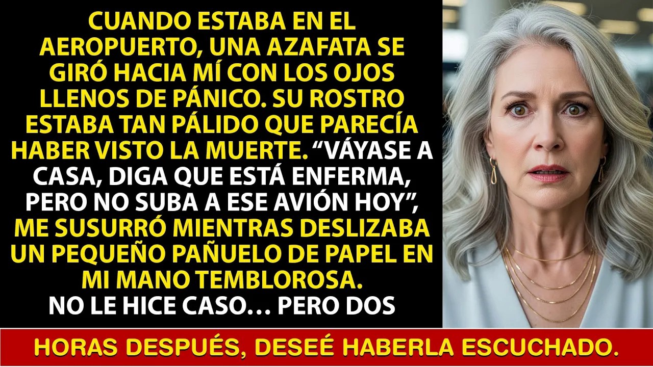 ¡No suba al avión!”, susurró la azafata al darme un papel; me helé al leerlo