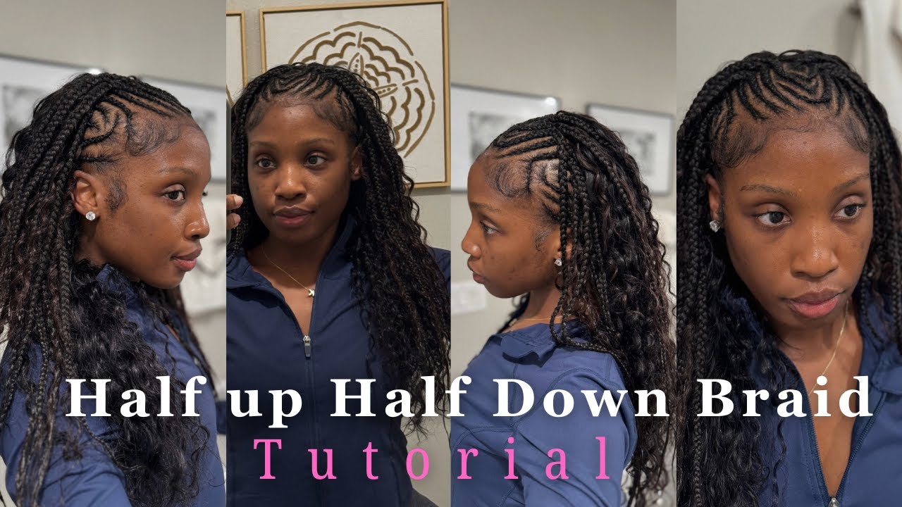 Half up half down braid sew in TUTORIAL - YouTube