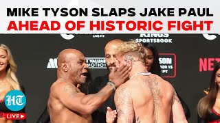 Mike Tyson Slaps Jake Paul LIVE | Tyson Slaps Jake Paul In Final Face-Off Before High-Stakes Fight