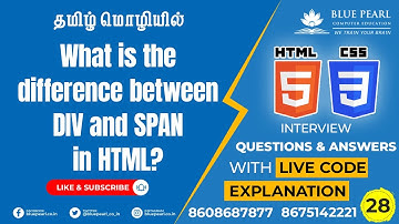 What is the difference between DIV tag and SPAN tag in HTML | HTML span tag vs HTML div tag