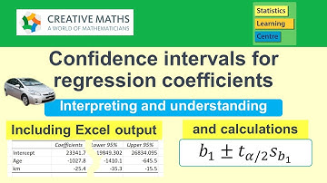 Confidence intervals for regression coefficients, interpret and understand, Excel and calculation