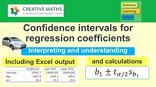 Confidence intervals for regression coefficients, interpret and understand, Excel and calculation