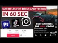 Add SUBTITLES for Instagram Reels/Tiktok | Premiere Pro 2023