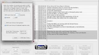 Using the Shift Start Times Function in MovieCaptioner