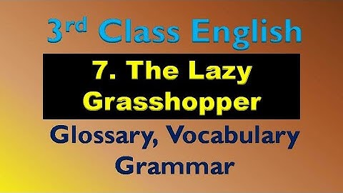 3rd Class English || 7. The Lazy Grasshopper || Glossary Vocabulary Grammar
