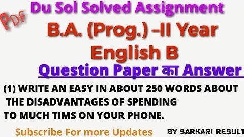 DU SOL Solved Assignment |Answer of BA Prog II Year English B |Question paper Downlaod | Sarkari res
