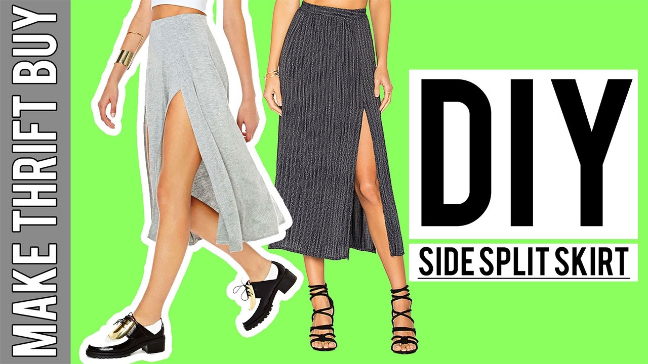 DIY Side Split Jersey Skirt | Make Thrift Buy #54 - YouTube