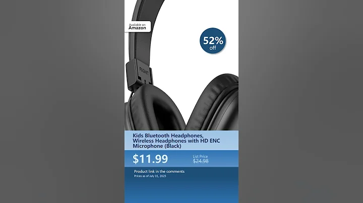 Kids Bluetooth Headphones, Wireless Headphones with HD ENC Microphone (Black)