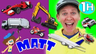 matt spells vehicles a to z 1 hour of songs transportation learn english kids and more