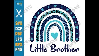 Little Brother SVG Boho Leopard Rainbow Little Bro SVG PNG Baby Boy Onesie Cricut | Teesvg