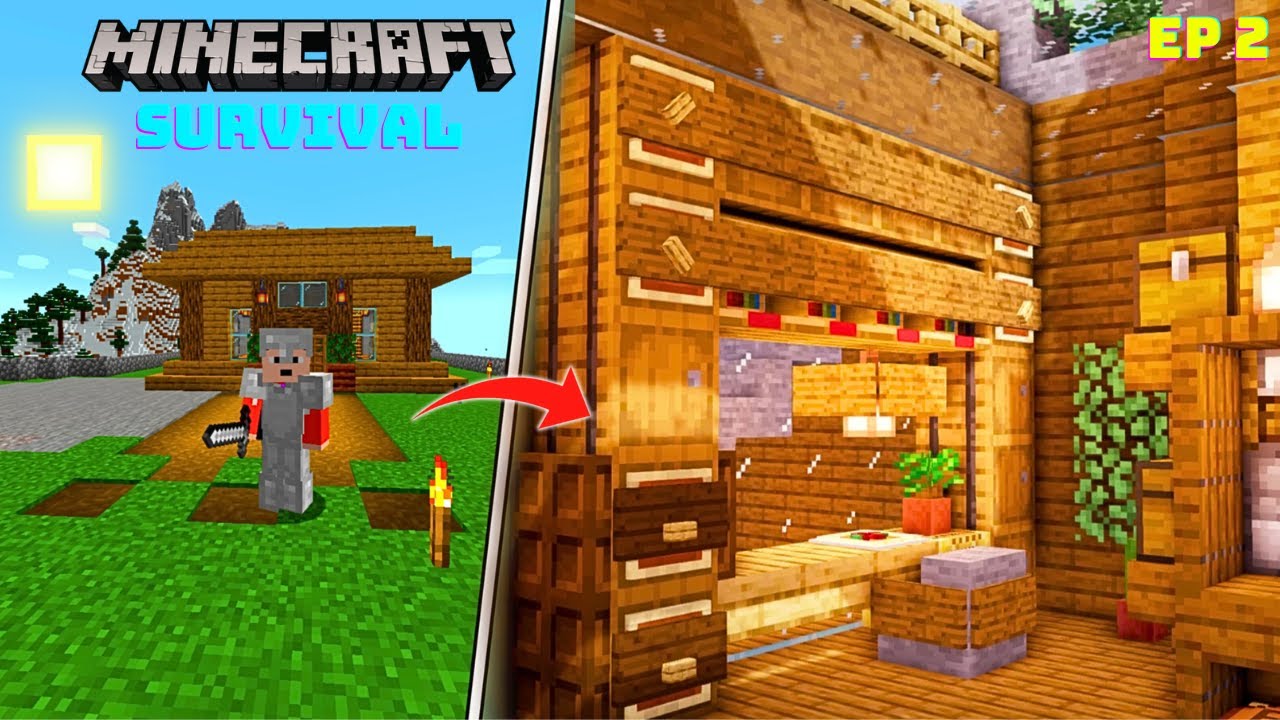I BUILD MY FIRST HOUSE IN MINECRAFT SURVIVAL EP 2 - YouTube