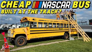 Can we Build a CHEAP Party Bus INSIDE a NASCAR Track??